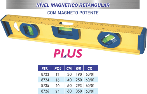 Nível Magnético Retangular - Lotus